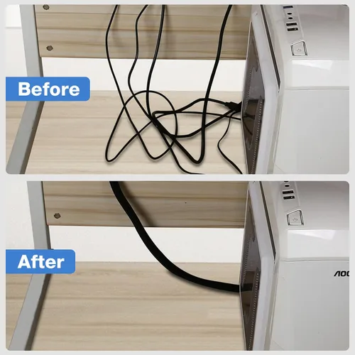 Miniatura 7 de JOTO Paquete de 1 funda de organización de cables, sistema organizador de cables de 10 pies con cremallera para TV, computadora, oficina