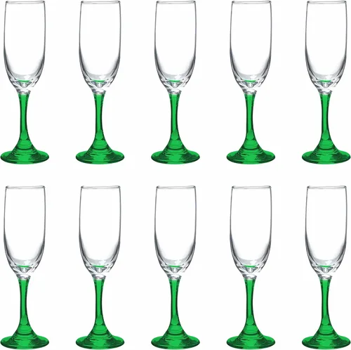 Miniatura 20 de DISCOUNT PROMOS Premiere - Juego de 10 copas de champán de 6.25 onzas, paquete a granel, elegantes vasos para bodas, eventos y regalos Blanco - Azul