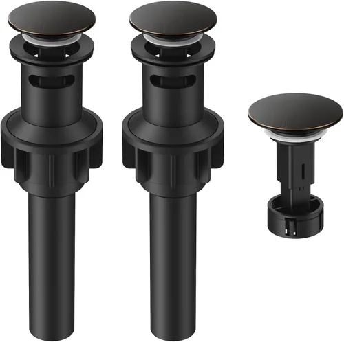 Miniatura 9 de Drenaje de lavabo de baño con desbordamiento, tapón universal para lavabo de baño, drenaje de plástico de drenaje rápido con colador 2 x negro mate