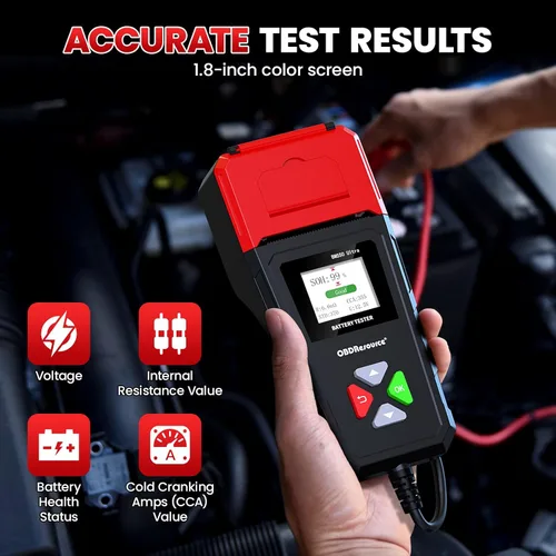 Miniatura 4 de OBDResource BM550 Ultra - Probador de batería de coche con impresora 100-2000 CCA capacidad de carga para baterías de 6 V, 12 V y 24 V, analizador