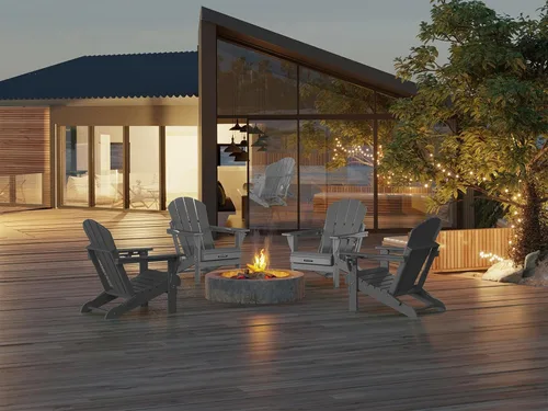 Miniatura 2 de MUCHENGHY Sillas Adirondack Plegables, Sillas de Patio, Sillas de Césped, Silla para Exteriores, Silla Adirondack de Plástico, Pozo de Fuego, Gris
