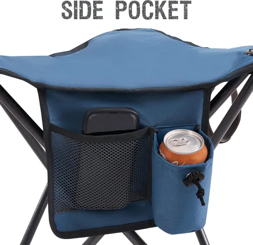 Miniatura 4 de PORTAL Taburete trípode plegable rápido extra grande con respaldo silla de camping de pesca con correa de transporte Azul