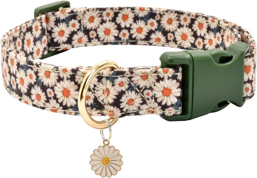 Collar de perro con patrones de flores con accesorios, collares para perros de algodón suave para perros pequeños, medianos y grandes, hembras y