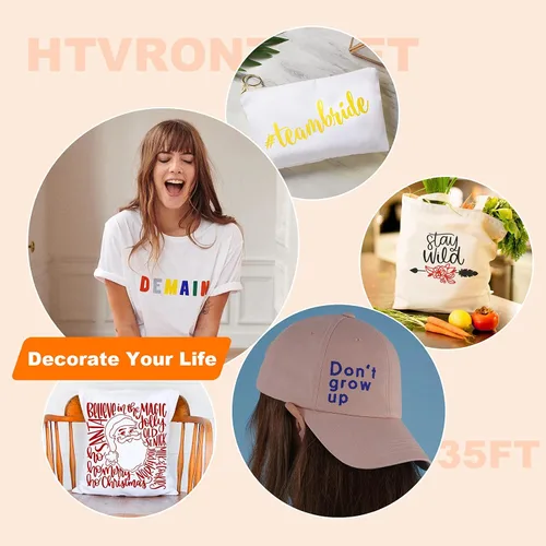 Miniatura 2 de HTVRONT - Rollo de vinilo de transferencia de calor 12 x 35 pies, vinilo amarillo HTV para camisas, vinilo para Cricut y Cameo, fácil de cortar