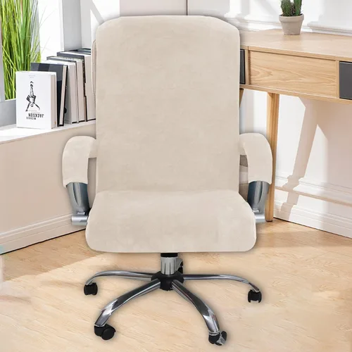 Miniatura 6 de Funda de terciopelo para silla de oficina con fundas para los brazos, funda elástica para escritorio de computadora, fundas universales giratorias