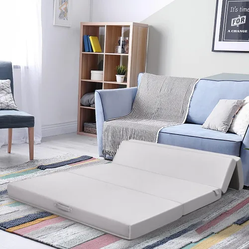 Miniatura 3 de KOMFOTT Colchón de espuma triple plegable de 4 pulgadas, tamaño individual XL con funda extraíble, convertible portátil para sofá, cama, suelo, Gris