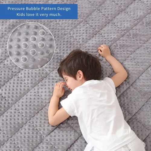 Miniatura 4 de Huloo Sleep Manta con peso para niños, tamaño Twin, de 5 libras (36"×48", gris), transpirable, suave manta con peso de minky para todas