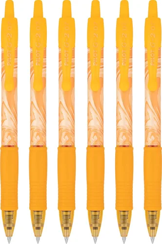 Pilot G2 Colección Mineral Art - Bolígrafo de tinta gel premium, retráctil, punta fina de 0.7mm, paquete de 6 (Naranja Albaricoque)