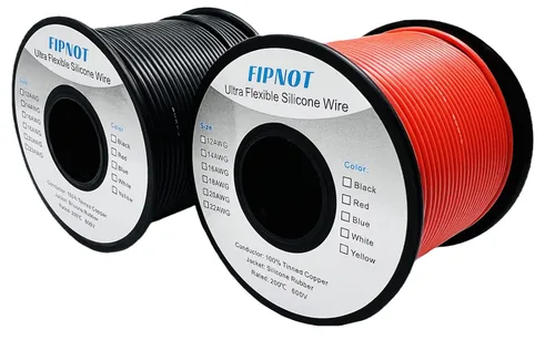 Miniatura 40 de Cable de 8 AWG Alambre Calibre 8 de Silicona - Carrete Negro de 25 pies, Alambre de Cobre Estañado Trenzado Extra Flexible 8AWG para Soldadura 200℃