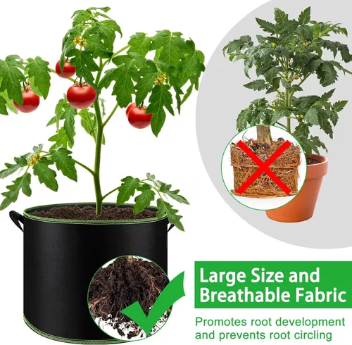 Miniatura 5 de Nachlynn - Paquete de 5 bolsas de cultivo de 57 lt de tela no tejida engrosada, macetas de tela de aireación resistente con asas para plantas