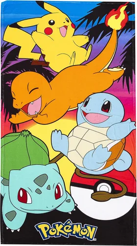 NORTHWEST Pokemon - Toalla de playa Pikachu Charmander Squirtle Bulbasaur, suave y absorbente, 30 x 60 pulgadas, Pokémon atardecer (paquete de 6)