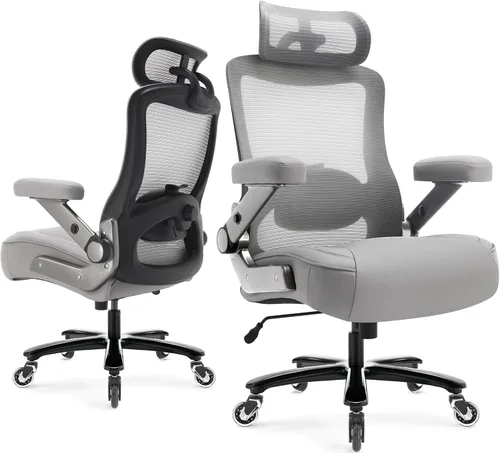 Miniatura 11 de Silla de oficina grande y alta de 600 libras, silla de computadora ejecutiva resistente con brazos abatibles 3D, ruedas grandes, silla de escritorio