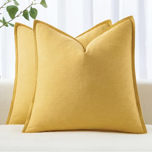 Miniatura 23 de MIULEE - Juego de 2 fundas de almohada decorativas de lino, estilo bohemio, rústico, neutral, para sofá, cama, 16 x 16 pulgadas, color marrón