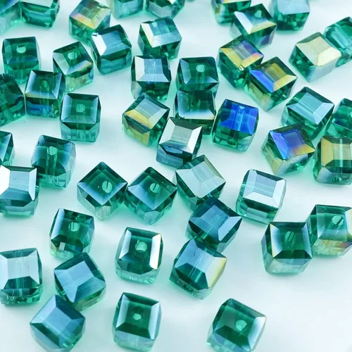 Miniatura 21 de 100 piezas 6 mm cuadrados Cuentas de cristal de colores AB mixtos para hacer joyas Mezcla de colores AB