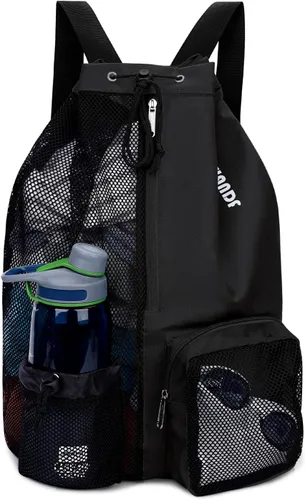 WANDF Mochila de Malla con Cordón para Natación, con Bolsillo para Artículos Húmedos, para Natación, Gimnasio y Equipo de Entrenamiento