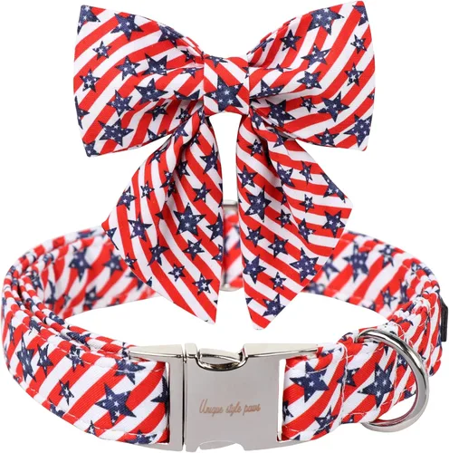 Miniatura 29 de Unique style paws Collar de perro de color verde sedoso, ajustable, duradero, con lazo para boda, collar de pajarita para cachorros y gatos pequeños