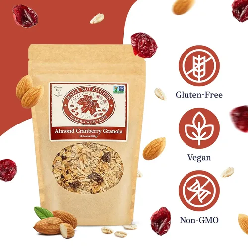 Miniatura 3 de Maple Nut Kitchen Granola de almendras y arándanos, sin gluten y vegana, mezcla abundante con avena, almendras y arándanos, 10 onzas
