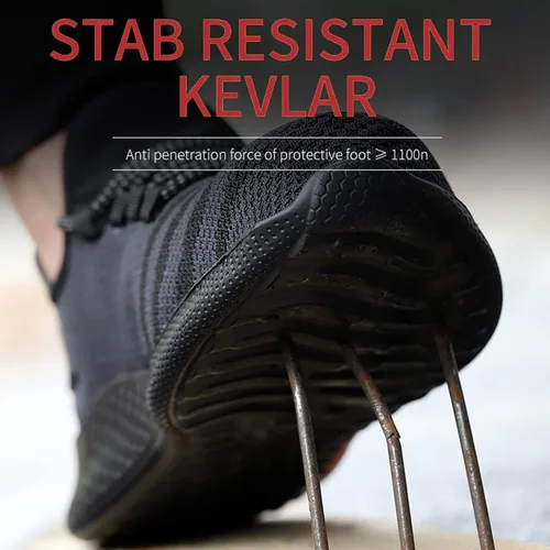 Miniatura 4 de Zapatos de trabajo de seguridad ligeros con cordones antideslizantes para mujer, con puntera de acero, zapatos de tenis industriales