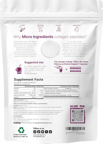 Miniatura 7 de Micro Ingredients Proteína en polvo multicolágeno de 2 libras y vitamina D3 10,000iu + K2 200mcg de aceite de coco, cápsulas blandas paquete de 2