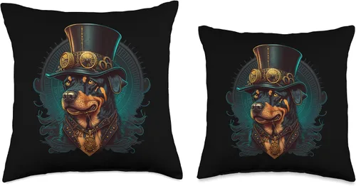 Miniatura 3 de Rottweiler lover apparel for Rottweiler owner Steampunk Rottweiler - Almohada de 16 x 16 pulgadas, multicolor