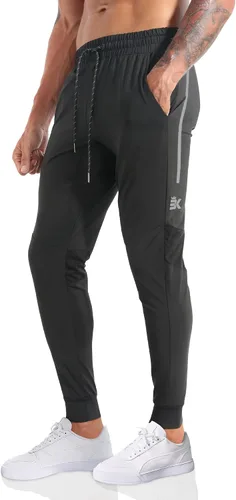 Miniatura 26 de BROKIG Pantalones deportivos ligeros para hombre, elásticos, de secado rápido, con bolsillos con cremallera