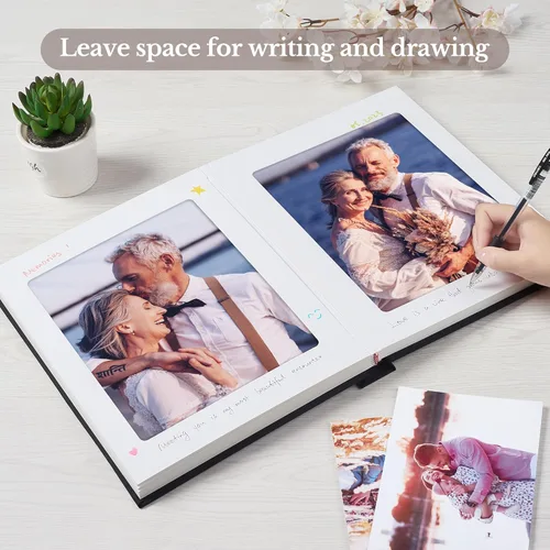 Miniatura 4 de Álbum de fotos Pssoss 8x10 con espacio para escribir, cubierta de lino, álbum de fotos 8x10, libro de fotos que contiene 30 fotos, ideal para tema