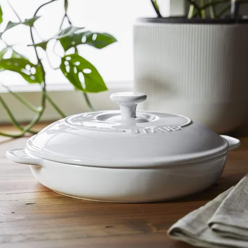 Miniatura 2 de STAUB Olla de cerámica redonda cubierta para brie de 8 pulgadas - Blanca