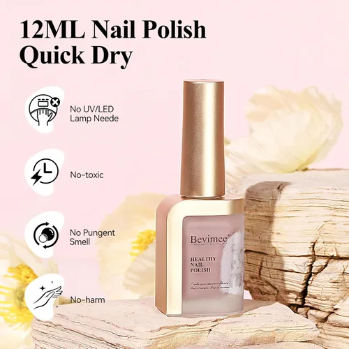Miniatura 4 de Esmalte de uñas de secado rápido, secado rápido, esmalte de uñas transparente color nude regular, esmalte de uñas holográfico de alta cobertura