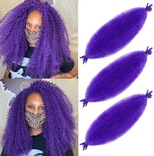 Miniatura 16 de Cabello Afro Twist Elástico de 16 pulgadas, cabello Cuban Twist 30# Marley Twist trenzado, Afro Twist suave, extensiones de cabello sintético rizado