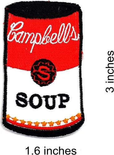 Miniatura 2 de Campbell's Soup Can Tomate Vegetarian Vegetarian Cartoon Niños Niños Parche Ropa Bolsa Camiseta Jeans Biker Insignia Apliques Hierro / Coser Parche