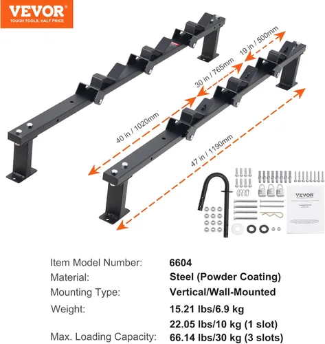 Miniatura 7 de VEVOR - Soporte de recortador de 3 plazas para remolque, estante para malezas con cerradura de combinación de aleación de zinc, montaje en camión