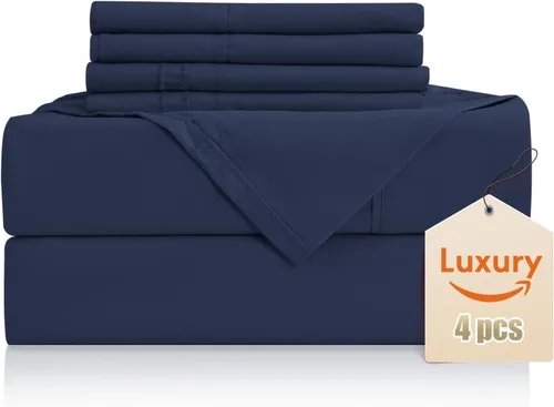 Miniatura 48 de CozySmile Juego de sábanas transpirables y refrescantes, sábanas de lujo de 4 piezas con bolsillo profundo para cama de tamaño matrimonial, se Beige