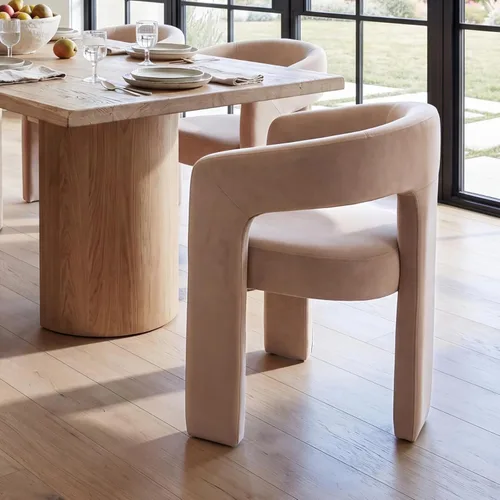 Miniatura 33 de Modern Barrel - Silla de comedor tapizada con brazos, cómoda silla auxiliar de terciopelo para sala de estar, oficina en casa, recepción