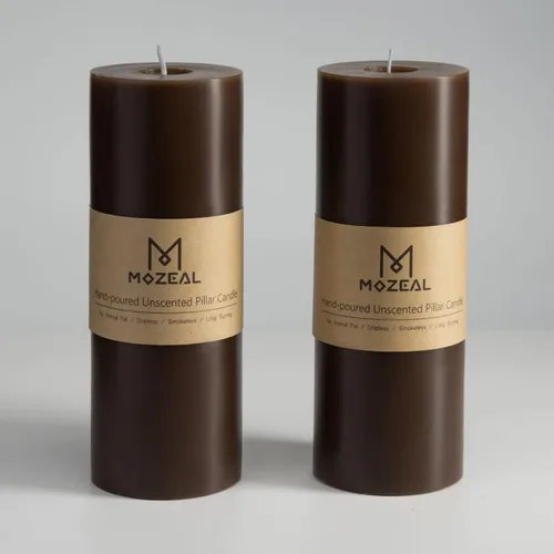 Miniatura 82 de MOZEAL Velas grandes sin perfume vertidas a mano de 3 x 8 pulgadas, sin humo, juego de 2, combustión lenta, sin goteo, aproximadamente 150 horas