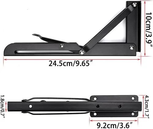 Miniatura 2 de Sumnacon Soportes plegables resistentes para estantes – Banco de mesa triangular de metal resistente, soporte de estante plegable de 10 pulgadas, 2