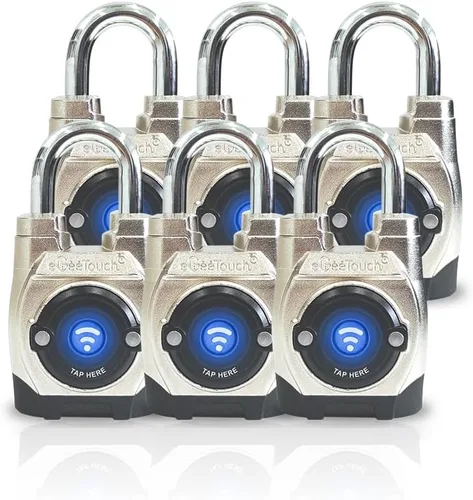 Miniatura 12 de 5th GEN - Candado inteligente para exteriores (paquete de 6, grillete largo) Bluetooth sin llave y bloqueo NFC, seguridad resistente a la intemperie