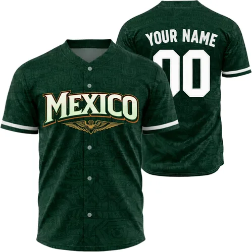 Miniatura 8 de Camiseta de béisbol personalizada de México, camisas personalizadas con orgullo mexicano con número de nombre para hombres y mujeres, camisa