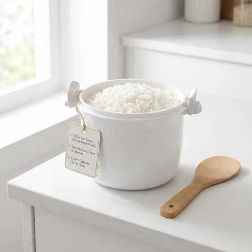 Miniatura 7 de Angoily - Arrocera para microondas: vaporizador de arroz portátil para microondas para verduras, utensilios de cocina para pasta para microondas