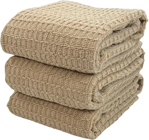 Miniatura 25 de Serafina Home Paños de cocina a cuadros amarillo mostaza: paño de 100 % algodón, suave, para limpieza y secado, absorbente, de rizo, con asa, juego