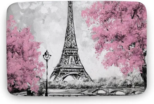 Paris Tower - Tapete de baño de microfibra extrasuave y absorbente, tapete de baño de felpa antideslizante, tapete de baño para suelo de baño,