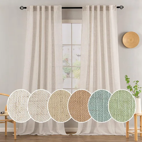 Miniatura 114 de MIULEE Cortinas de lino blanco de 108 pulgadas de largo para dormitorio, sala de estar, cortinas de ventana con textura de lino suave y grueso, Lino