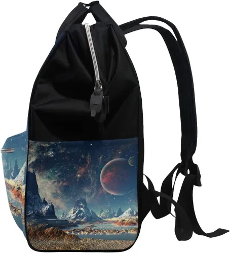 Miniatura 4 de Bolsa de pañales para bebés de gran capacidad, estilista de peluquería, tijeras de impresión duradera multifunción mochila de viaje, Alien Planeta