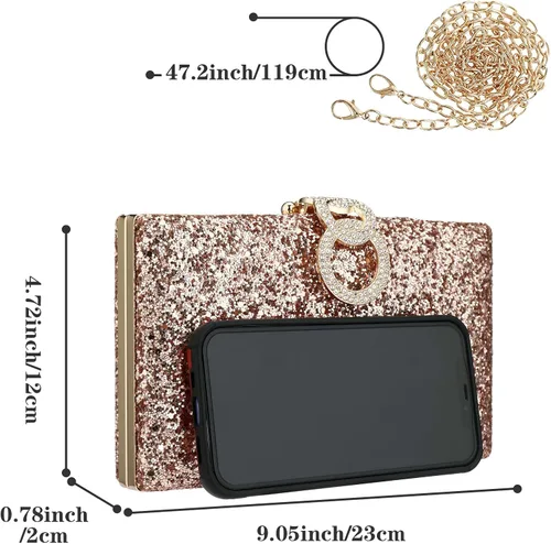 Miniatura 4 de jessie Bolsos de mano para mujer, bolsa de noche de cristal brillante, bolso de graduación, bolsa de fiesta de boda