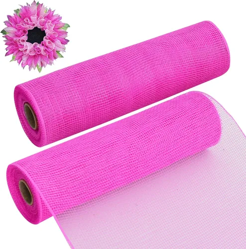 Miniatura 10 de TONIFUL 2 rollos de cinta de malla decorativa roja de 10 pulgadas, malla de tela para suministros de corona de malla, corona de puerta delantera