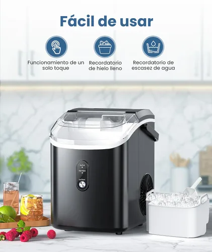 Miniatura 4 de COWSAR - Máquina de hielo para encimera de pepitas, máquina de hielo de guijarro con hielo masticable suave, 34 libras/24 horas, autolimpieza