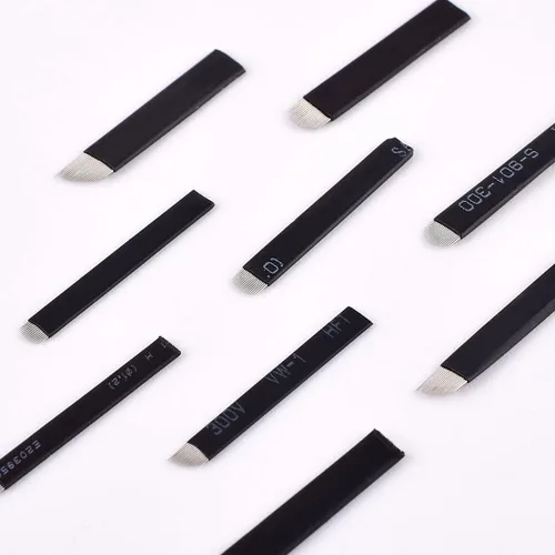 Miniatura 8 de XIAOYU Agujas de tatuaje de cejas, 50 agujas desechables Microblading para cuchillas de maquillaje manuales de tatuaje de cejas, F14