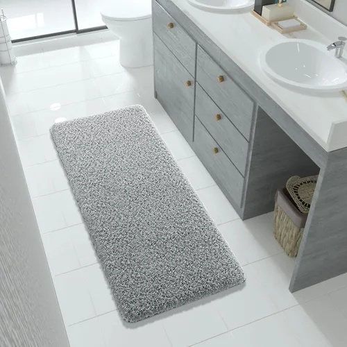 Miniatura 34 de Yimobra Alfombra de baño de felpa esponjosa, súper lanuda suave, cómoda, antideslizante, absorbente de agua, alfombra de baño de microfibra que se