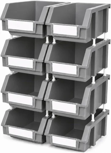 Miniatura 22 de Paquete de 2 cubos de almacenamiento apilables, organizador de polipropileno resistente de 8.4 x 11 x 6.9 pulgadas, diseño colgante y de conexión