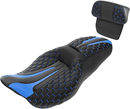 Miniatura 11 de Asiento de conductor, pasajero y piloto - SLMOTO Asiento de motocicleta de una pieza para 2 personas, compatible con Harley Touring Road King CVO