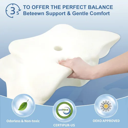 Miniatura 7 de Almohada cervical para aliviar el dolor para el cuello, almohada ergonómica ajustable para dormir acogedor, almohadas ortopédicas de espuma